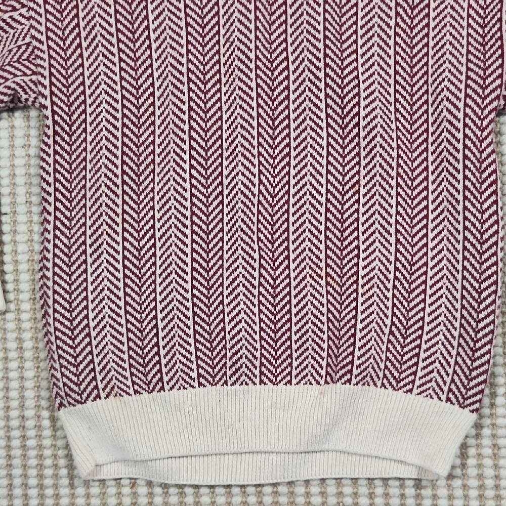 Stylish Burgundy and White Crewneck Sweater - Picture 5 of 5